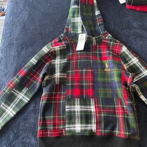 Polo Ralph Lauren Patchwork Plaid Zip Fleece Hoodie